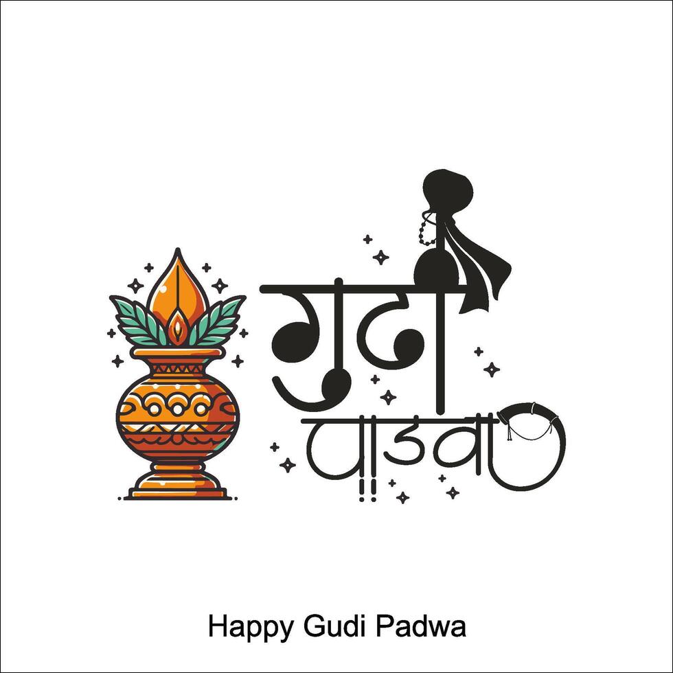 contento Gudi Padwa celebrazione di India. vettore illustrazione design