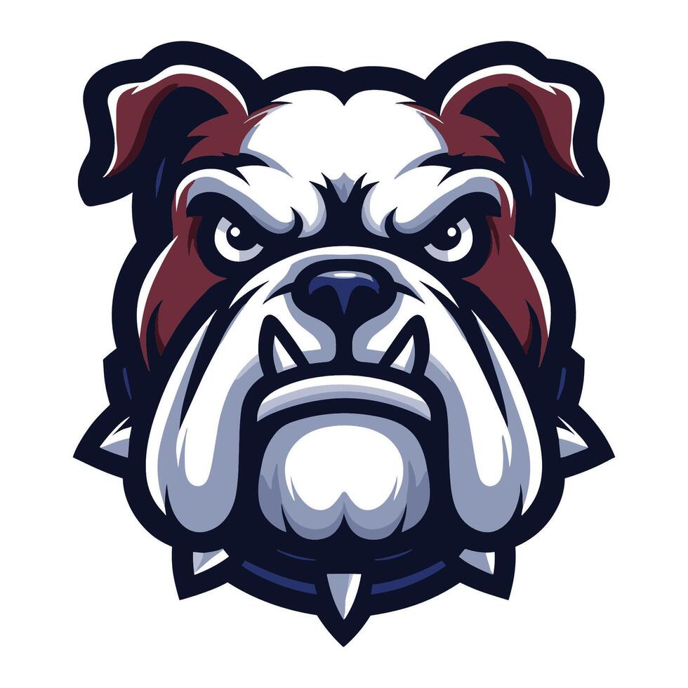 ai generato coraggioso animale bulldog testa viso portafortuna design vettore illustrazione, logo modello isolato su bianca sfondo