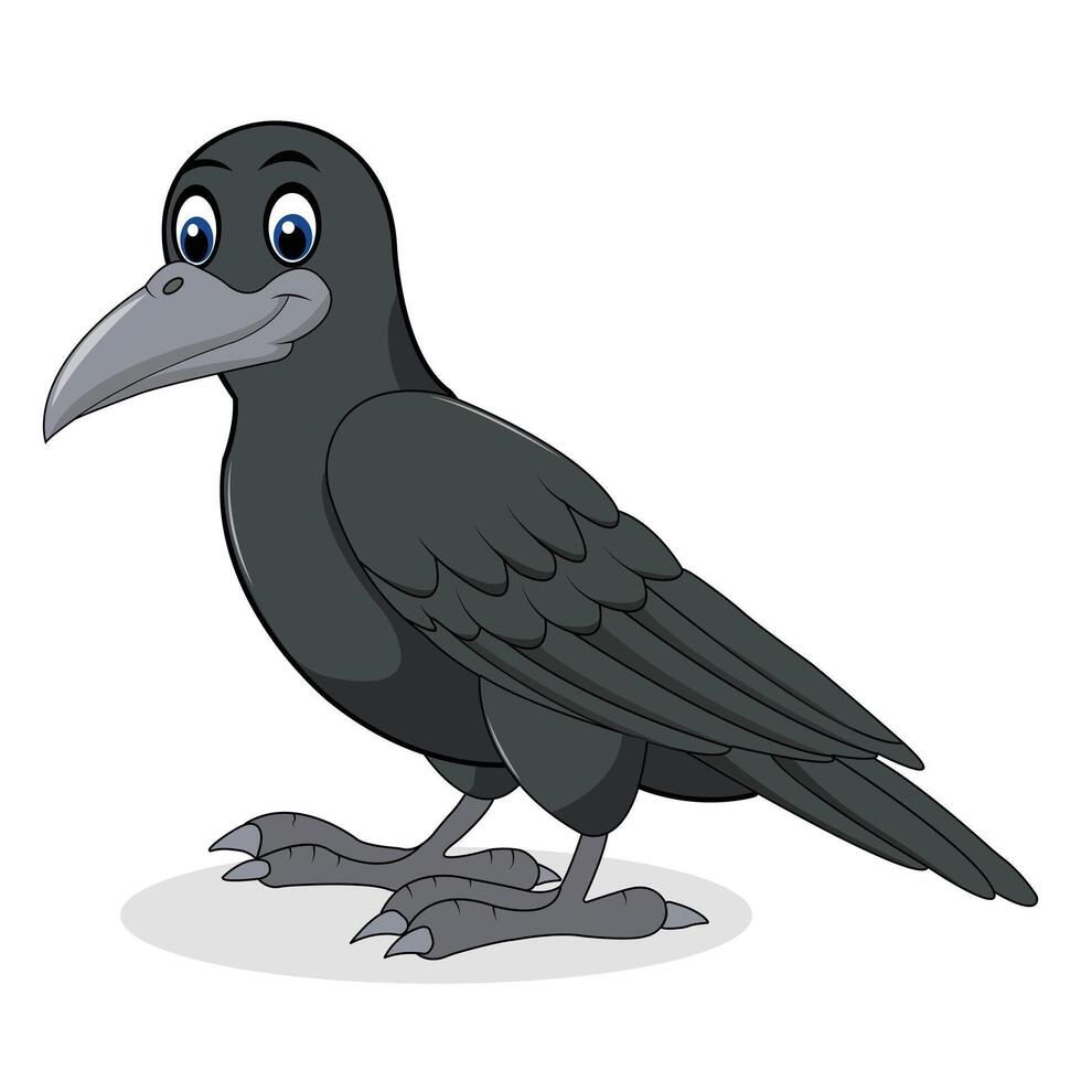 cartone animato corvo isolato su bianca sfondo carino vettore illustrazione
