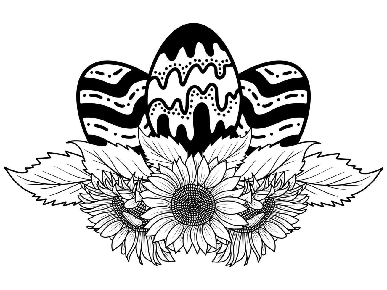 Pasqua fiore uova linea arte vettore