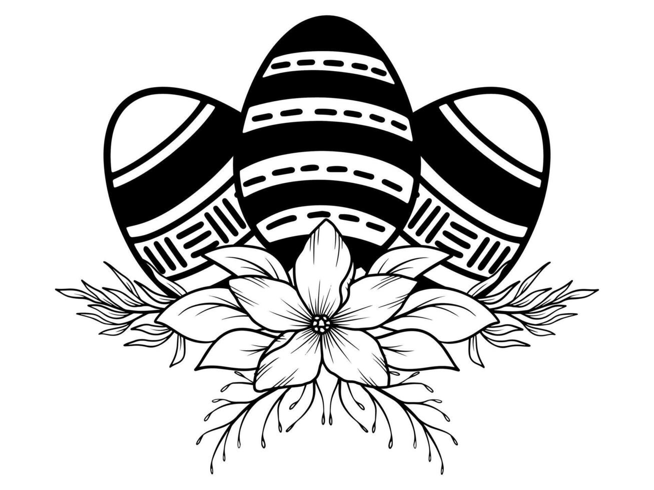 Pasqua uova fiore nero e bianca vettore