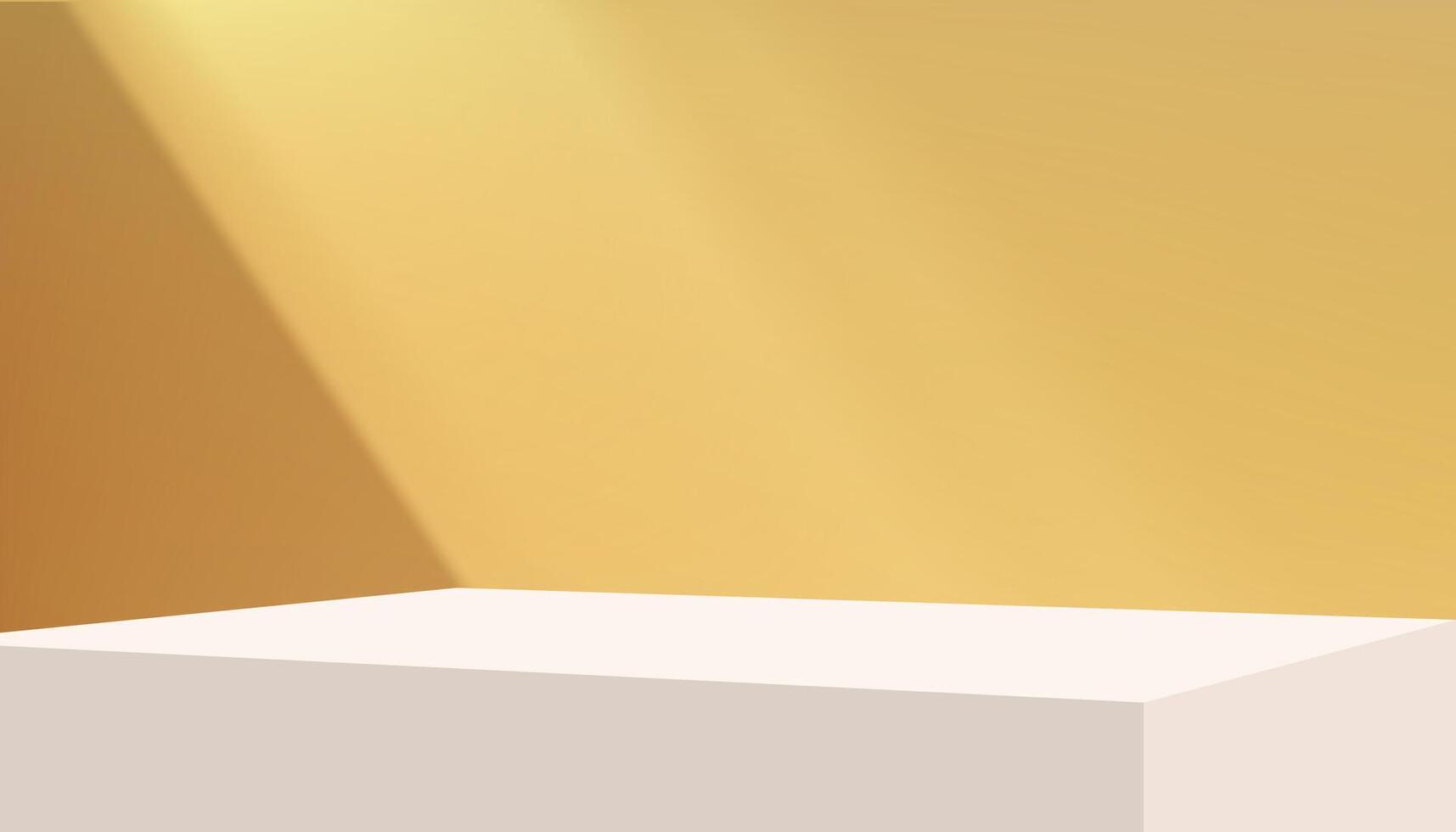giallo studio sfondo calcestruzzo parete camera con luce, ombra su podio Schermo per Prodotto presente, sfondo cemento parete con luce solare, uso per primavera estate vendita in linea, st patrick giorno ragnatela bandiera vettore