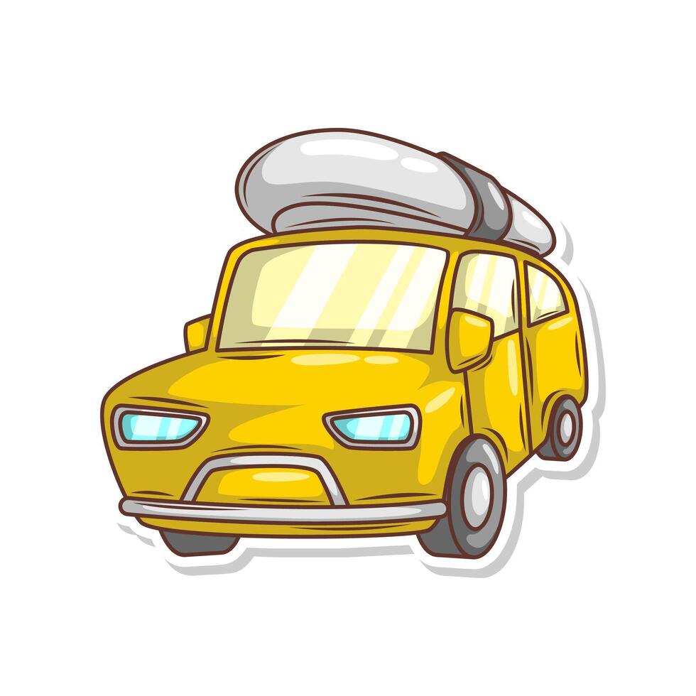 cartone animato carino auto mezzi di trasporto illustrazione arte vettore