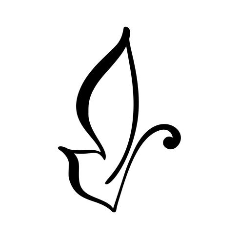 Logo di calligrafia disegnato a mano di farfalla. Concetto cosmetico di bellezza Elemento di vettore di ecologia Disegno dell&#39;icona di eco illustrazione per biglietto di auguri, matrimoni e vacanze