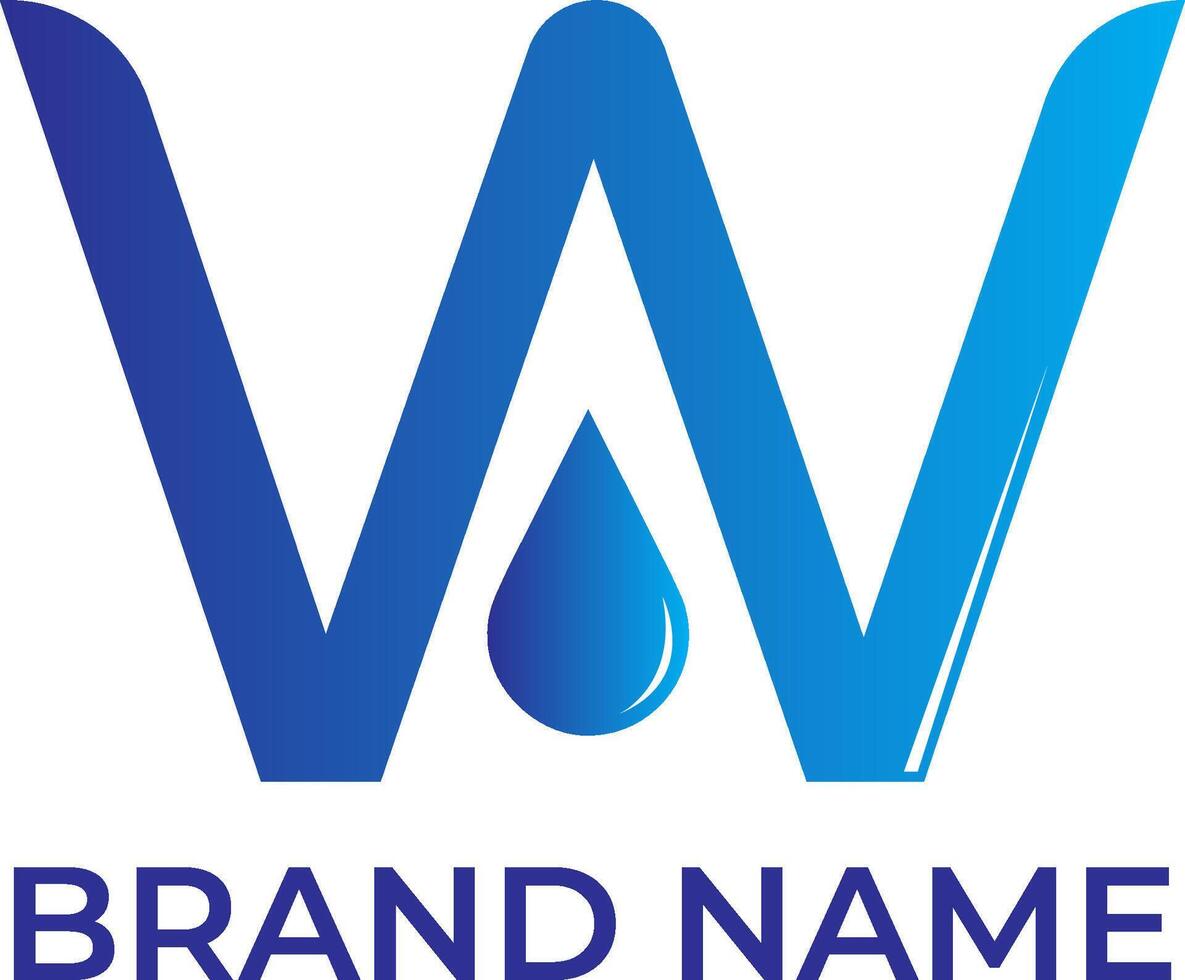 acqua w icona logo design vettore