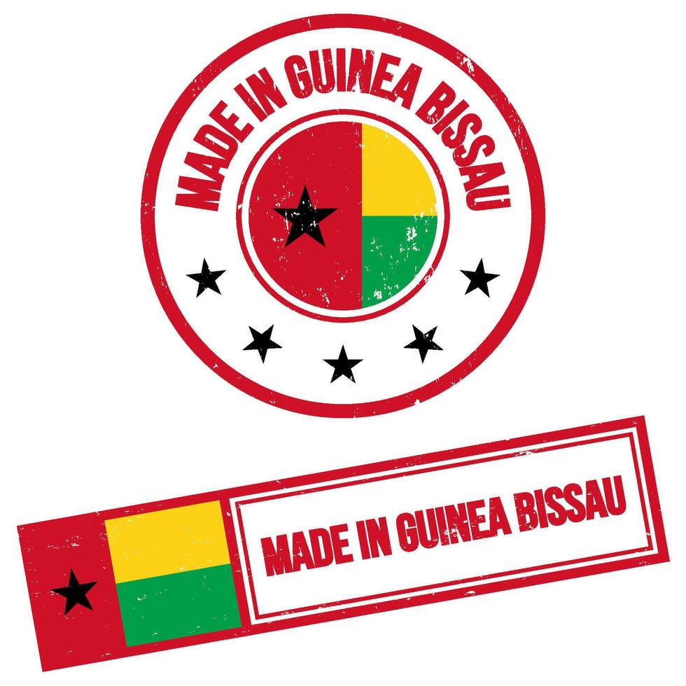 fatto nel Guinea bissau francobollo cartello grunge stile vettore