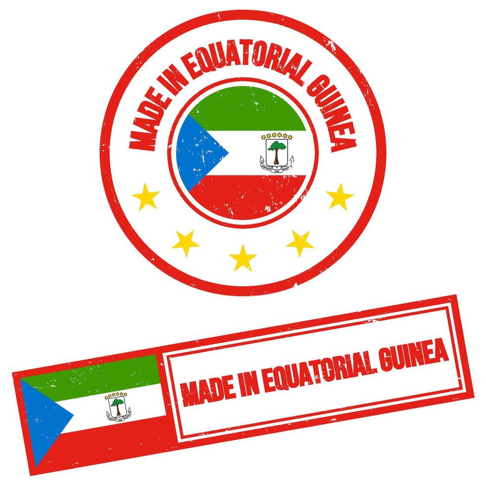 fatto nel equatoriale Guinea francobollo cartello grunge stile vettore