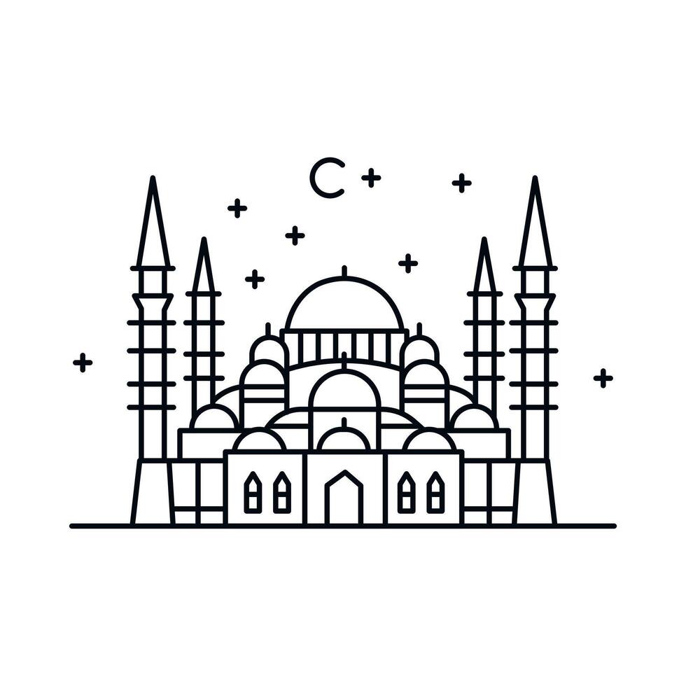 sultanahmet moschea. blu moschea linea icona. Turco architettura moschea. vettore illustrazione
