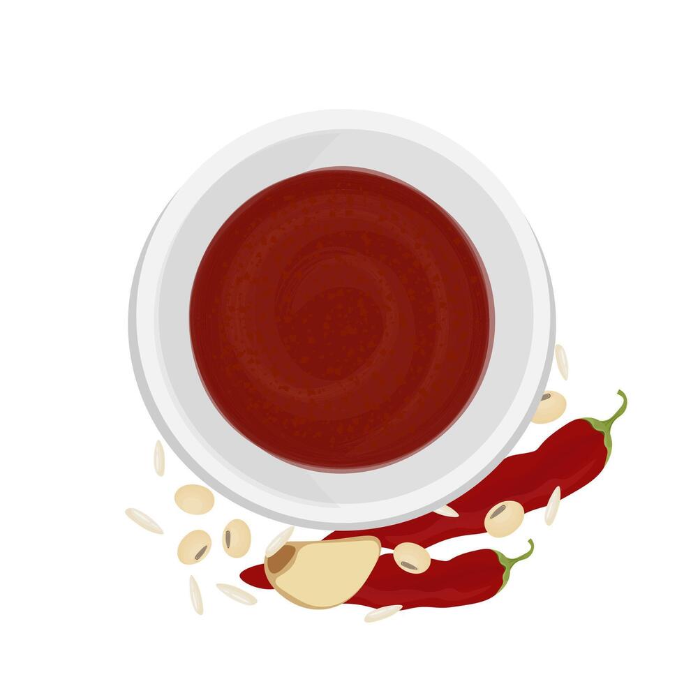 speziato gochujang coreano tradizionale fermentato salsa vettore illustrazione logo