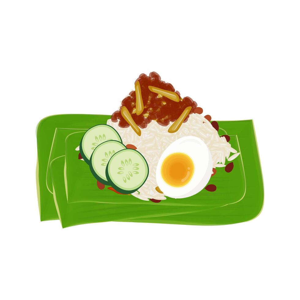 pronto a mangiare nasi lemak vettore illustrazione logo