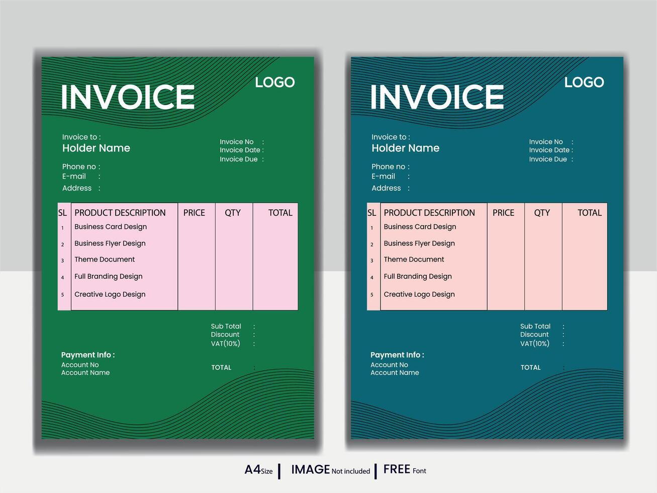 attività commerciale fattura modulo modello. fatturazione citazioni, i soldi fatture o prezzo fatture e pagamento accordo design modelli. imposta modulo, conto grafico o pagamento ricevuta pagina vettore impostato