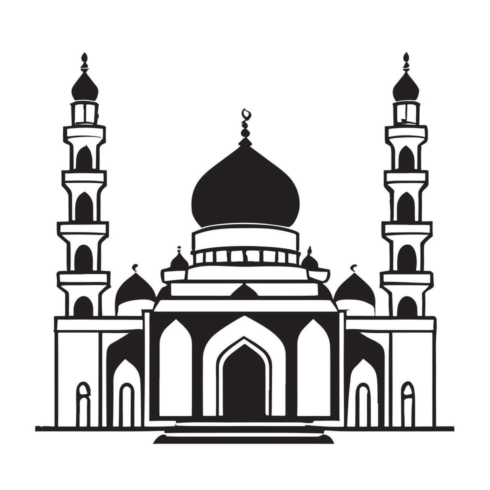 mano disegnato illustrazione di moschea vettore