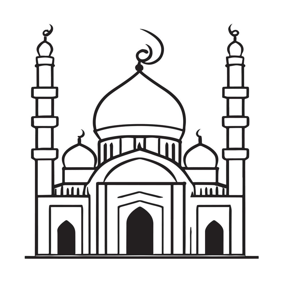 mano disegnato illustrazione di moschea vettore