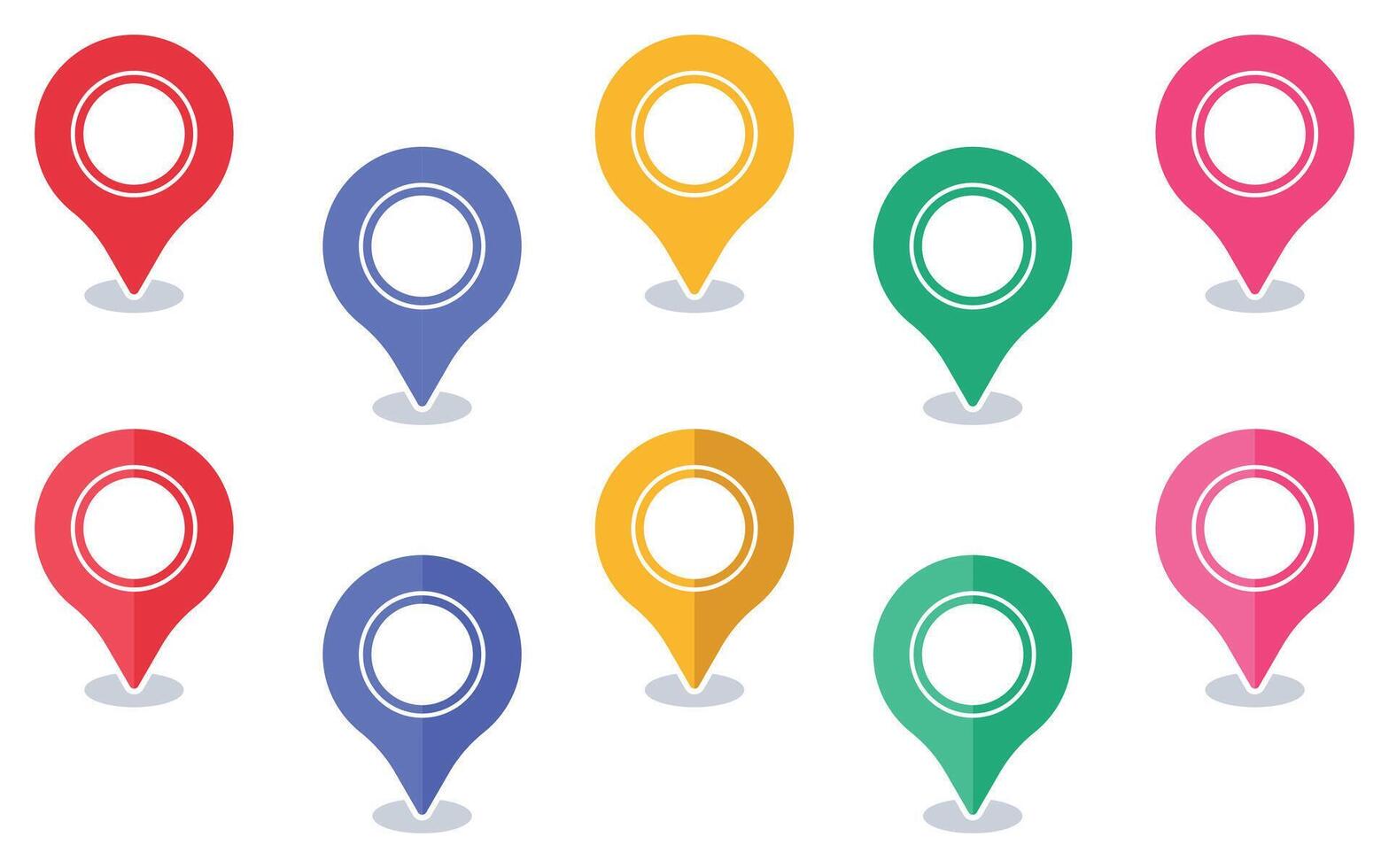 Posizione carta geografica puntatori segnaposto con colorato icone vettore