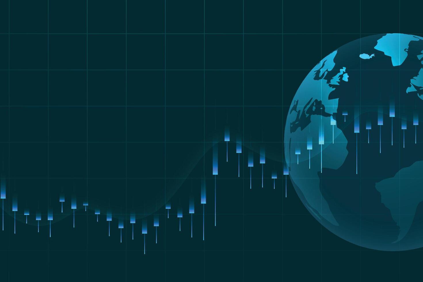 finanziario attività commerciale statistica con bar grafico e candeliere grafico mostrare azione mercato prezzo su buio sfondo vettore