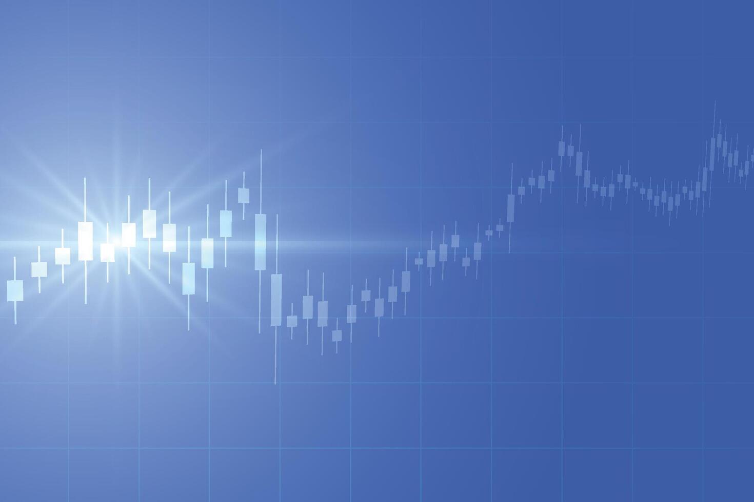 business candle stick grafico grafico del trading di investimenti nel mercato azionario su sfondo blu. punto rialzista, tendenza al rialzo del grafico. disegno vettoriale di economia