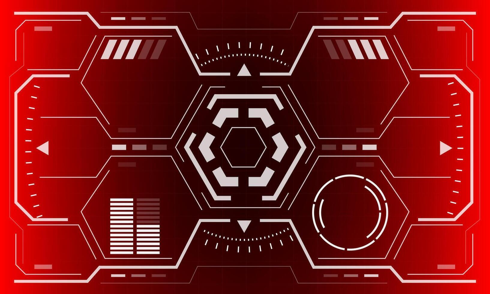 hud fantascienza interfaccia schermo Visualizza bianca esagono geometrico design virtuale la realtà futuristico tecnologia creativo Schermo su rosso vettore