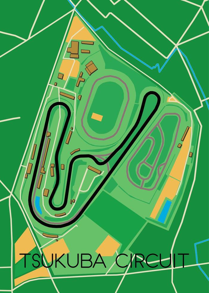 tsukuba circuito da corsa carta geografica manifesto arte vettore