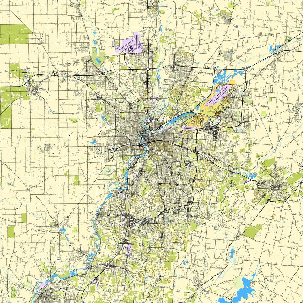 città carta geografica di giorno, Ohio, Stati Uniti d'America vettore