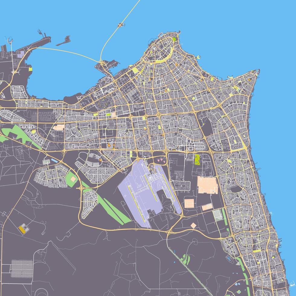 vettore carta geografica di Kuwait città