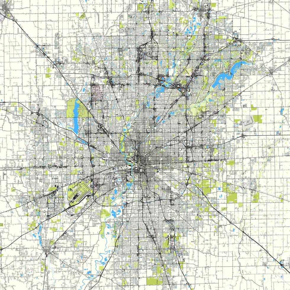 città carta geografica di indianapolis, Indiana, Stati Uniti d'America vettore