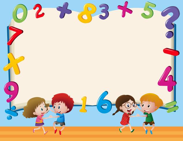 Modello di confine con bambini e numeri vettore