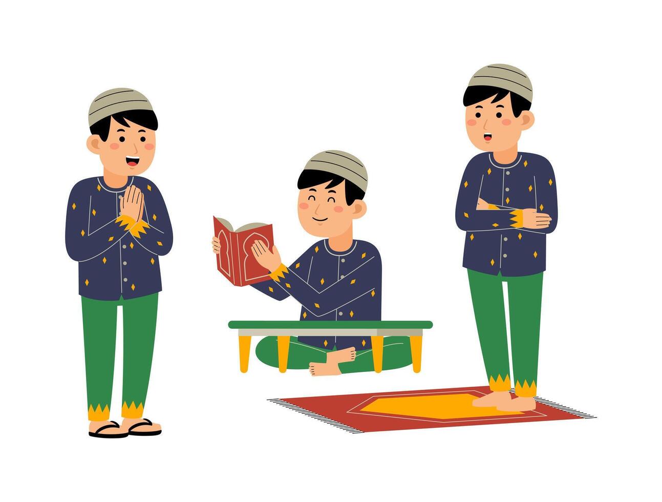 giovane uomo Ramadan attività vettore illustrazione