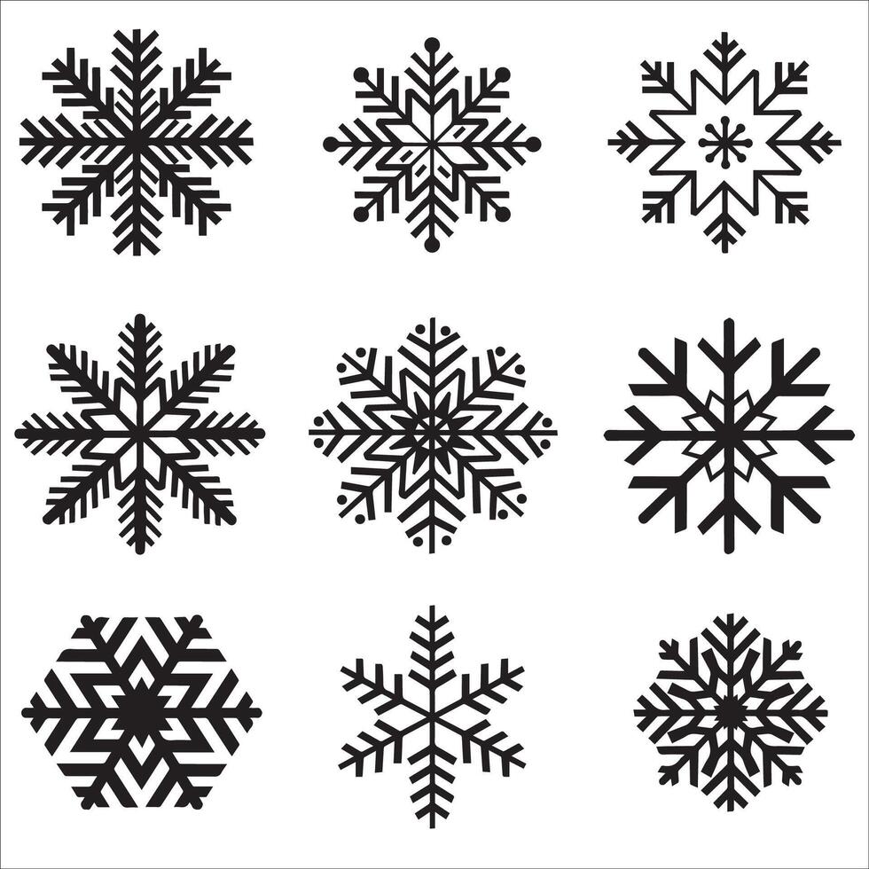 ai generato geometrico fiocco di neve clipart vettore illustrazione impostato