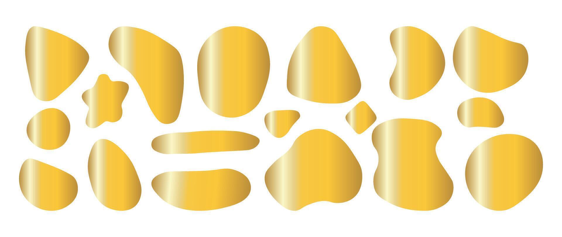 impostato di oro biologico forme. liquido forme, grafico design elementi. luminosa lusso colore vettore