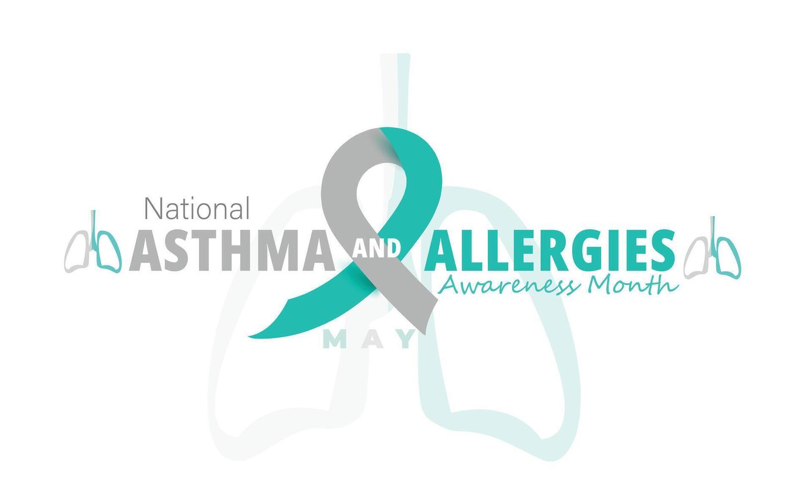 nazionale asma e allergie consapevolezza mese. sfondo, striscione, carta, manifesto, modello. vettore illustrazione.