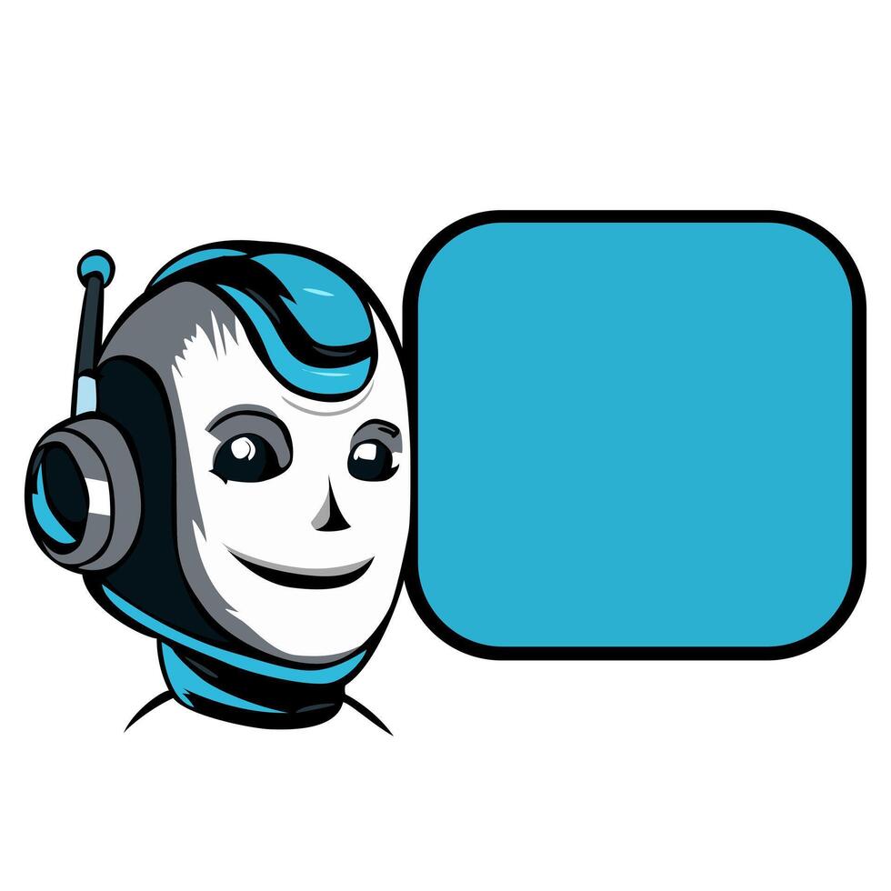 Chiacchierare Bot logo design concetto. virtuale inteligente assistente Bot icona. robot testa con discorso bolla. cliente servizio Chiacchierare bot. vettore