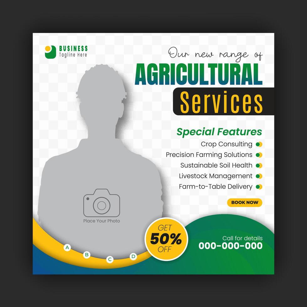 agricoltura e agricoltura servizio sociale media copertina o inviare e ragnatela bandiera design modello con geometrico verde pendenza colore forme vettore