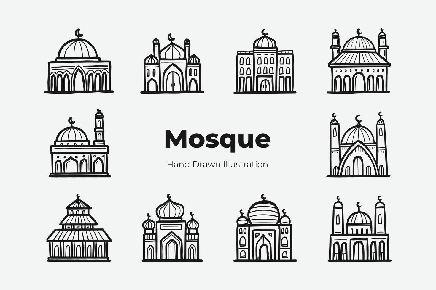 mano disegnato moschea illustrazione impostato vettore