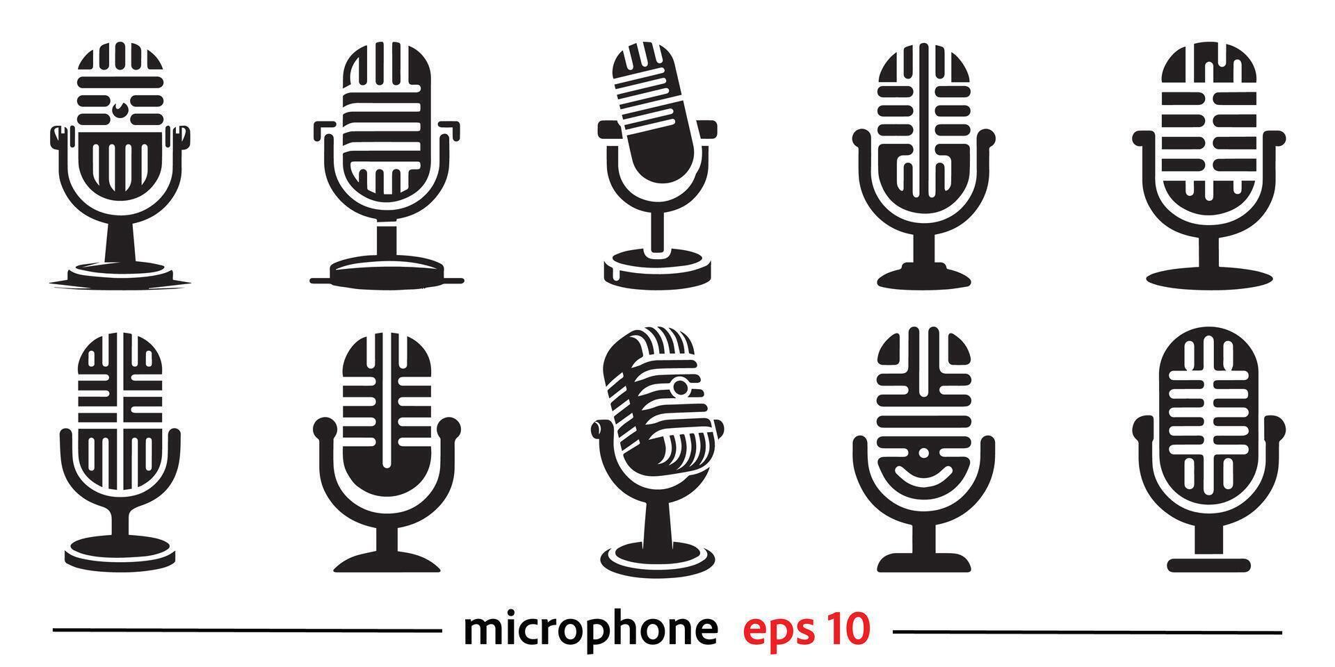 microfono logo vettore modello, Podcast logo vettore elemento