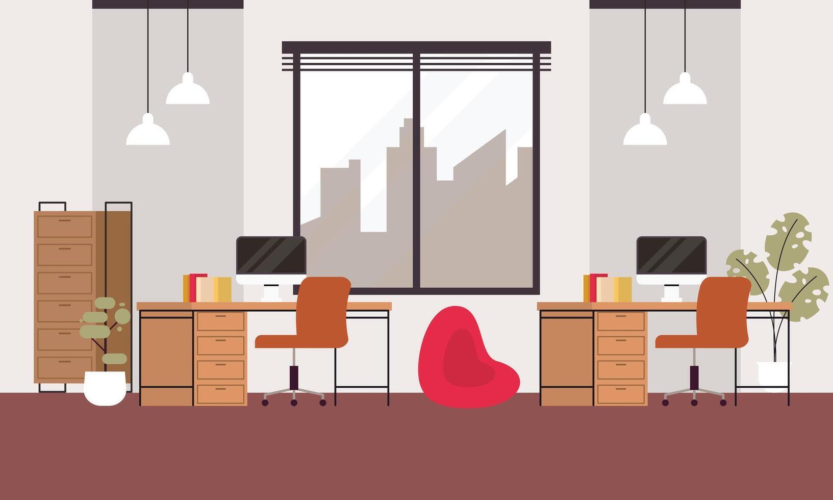 creativo e moderno posto di lavoro. moderno minimalista vuoto ufficio interno concetto illustrazione vettore
