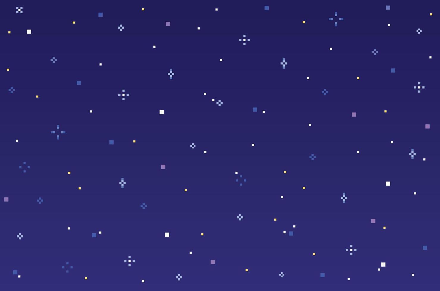 pixel arte notte cielo. retrò 8 bit gioco sera sfondo con stelle. piatto mezzitoni modello per mobile interfaccia gioco. blu colori su sfondo. vettore illustrazione