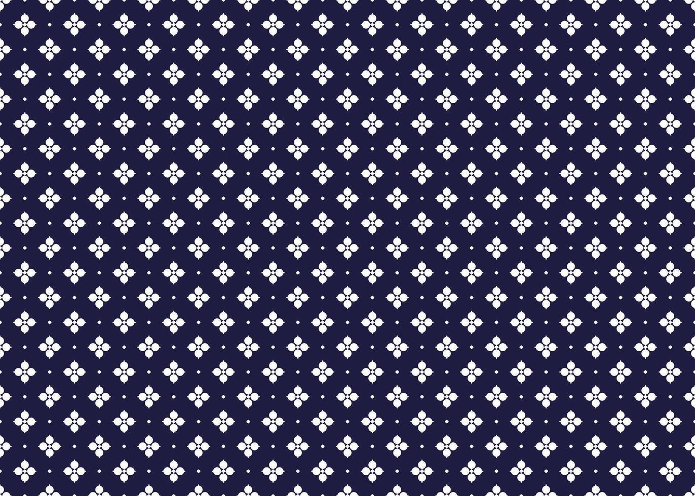 simbolo geometrico bianca fiori su buio blu sfondo senza soluzione di continuità modello per stoffa tappeto sfondo involucro eccetera. vettore
