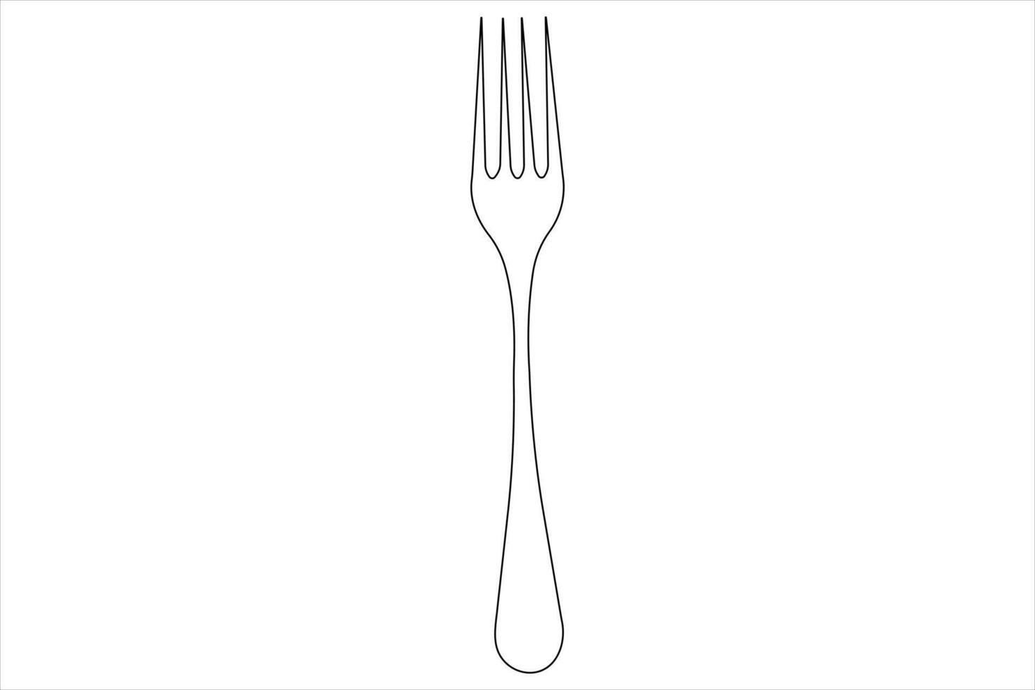 continuo singolo linea arte disegno di cibo utensili per forchetta schema vettore illustrazione
