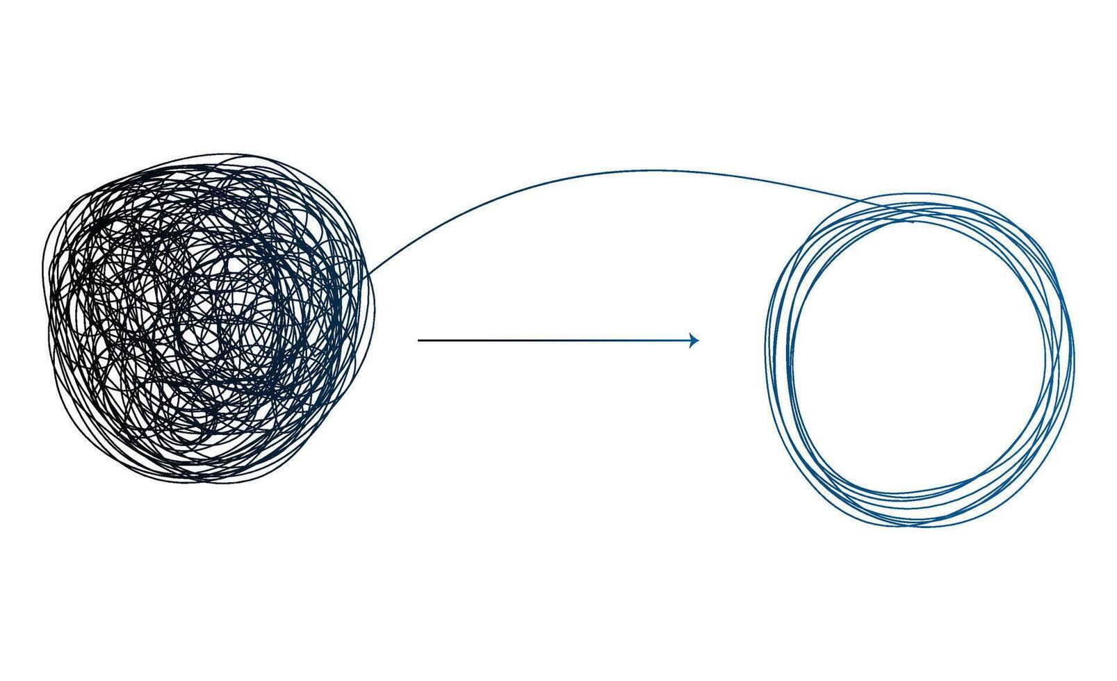 ordine e caos diagramma. psicoterapia e psicologia concetto vettore linea.