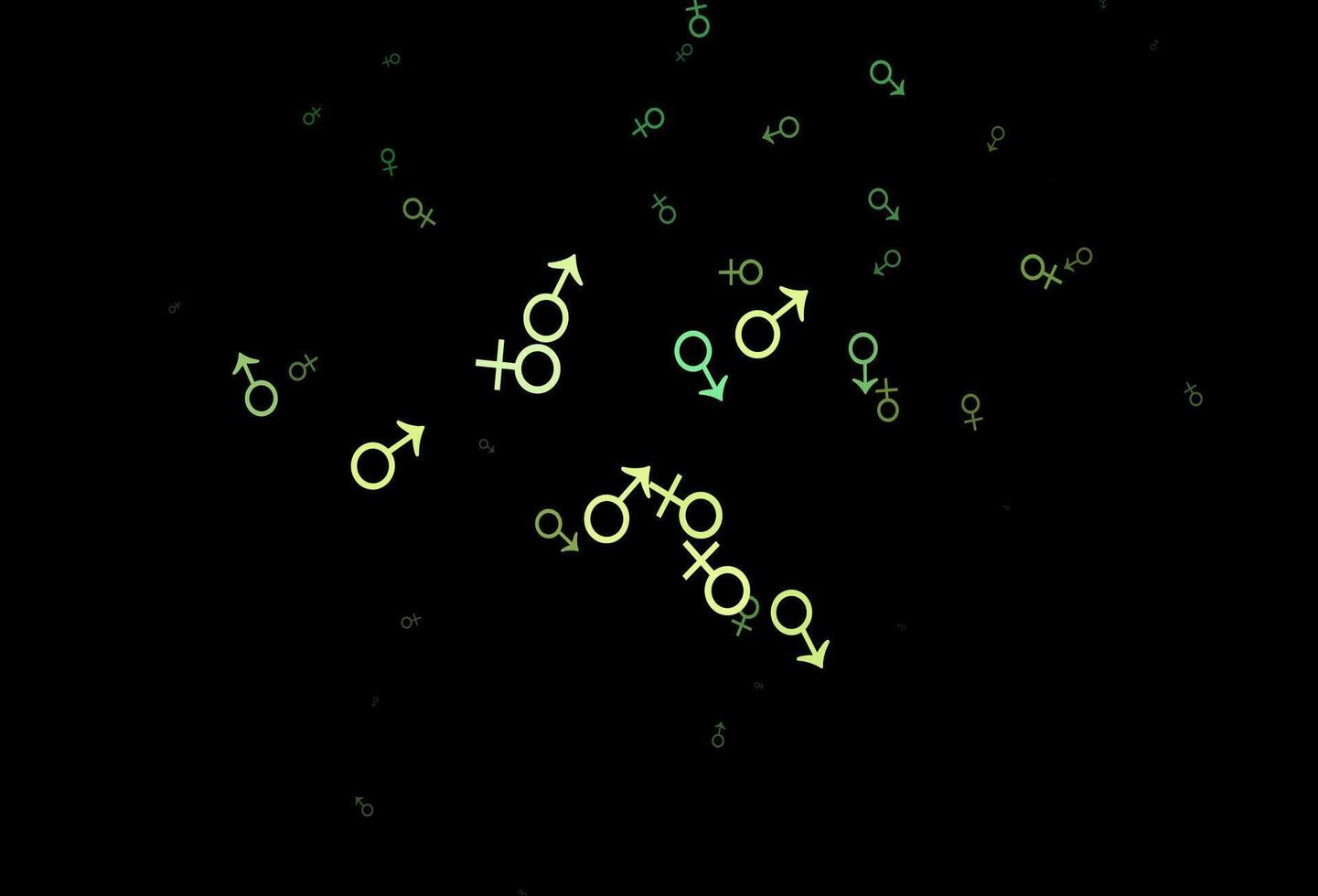 trama vettoriale verde scuro, giallo con icone maschili e femminili.