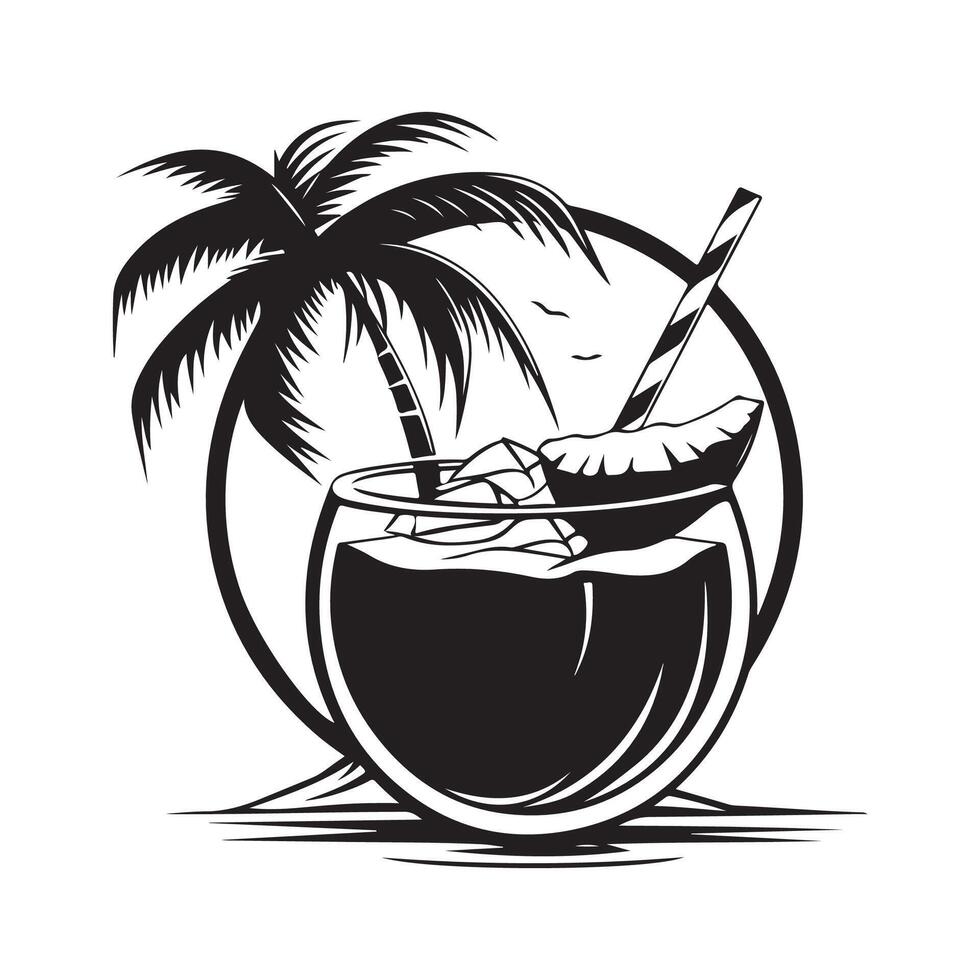 Noce di cocco bevanda Immagine vettore. illustrazione di un' Noce di cocco bevanda vettore