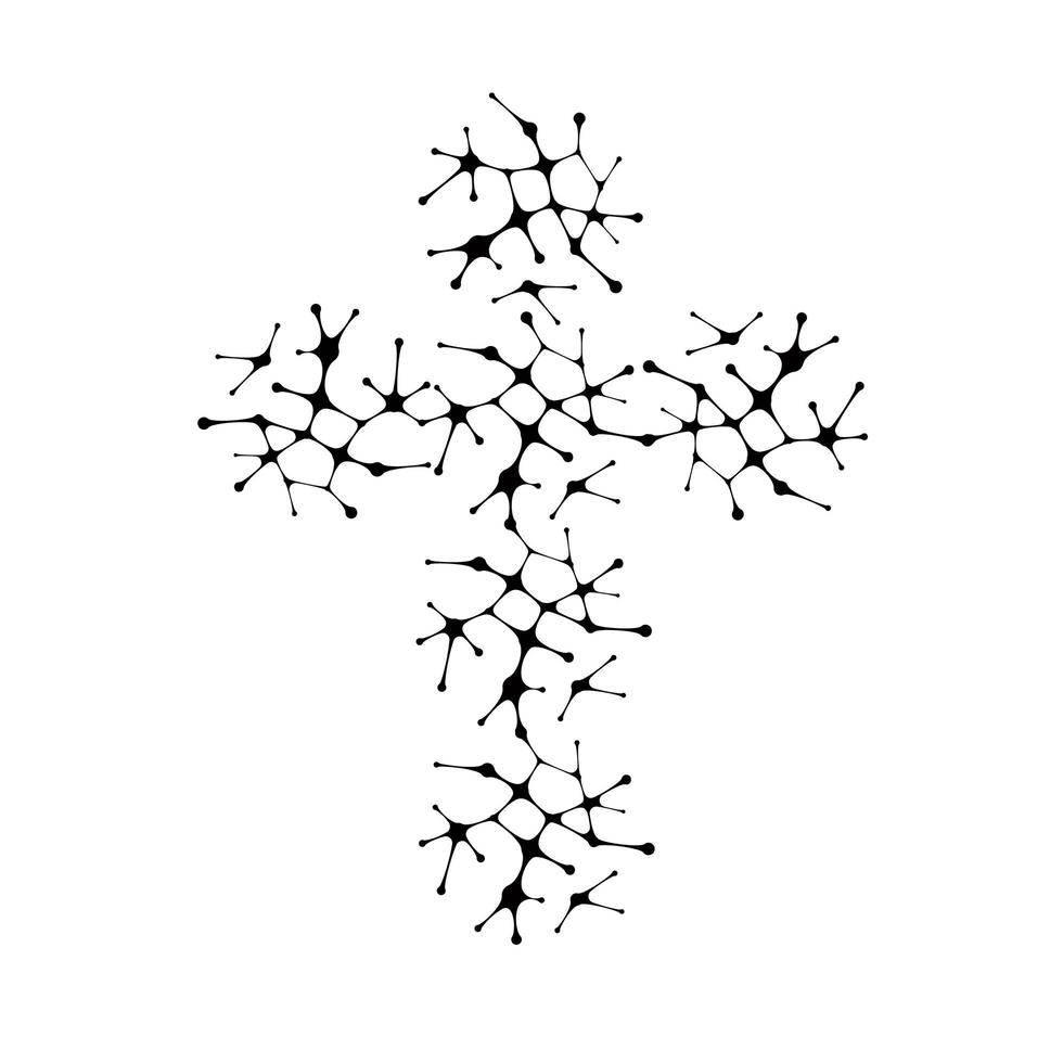 simbolo cristiano, icona croce linee di connessione nere. modello di logo della chiesa. illustrazione vettoriale isolato.