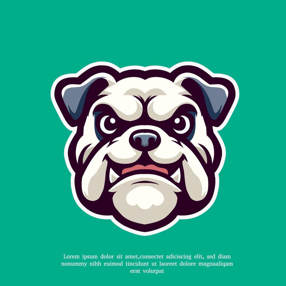 carino bulldog testa cartone animato vettore icona illustrazione. piatto cartone animato stile