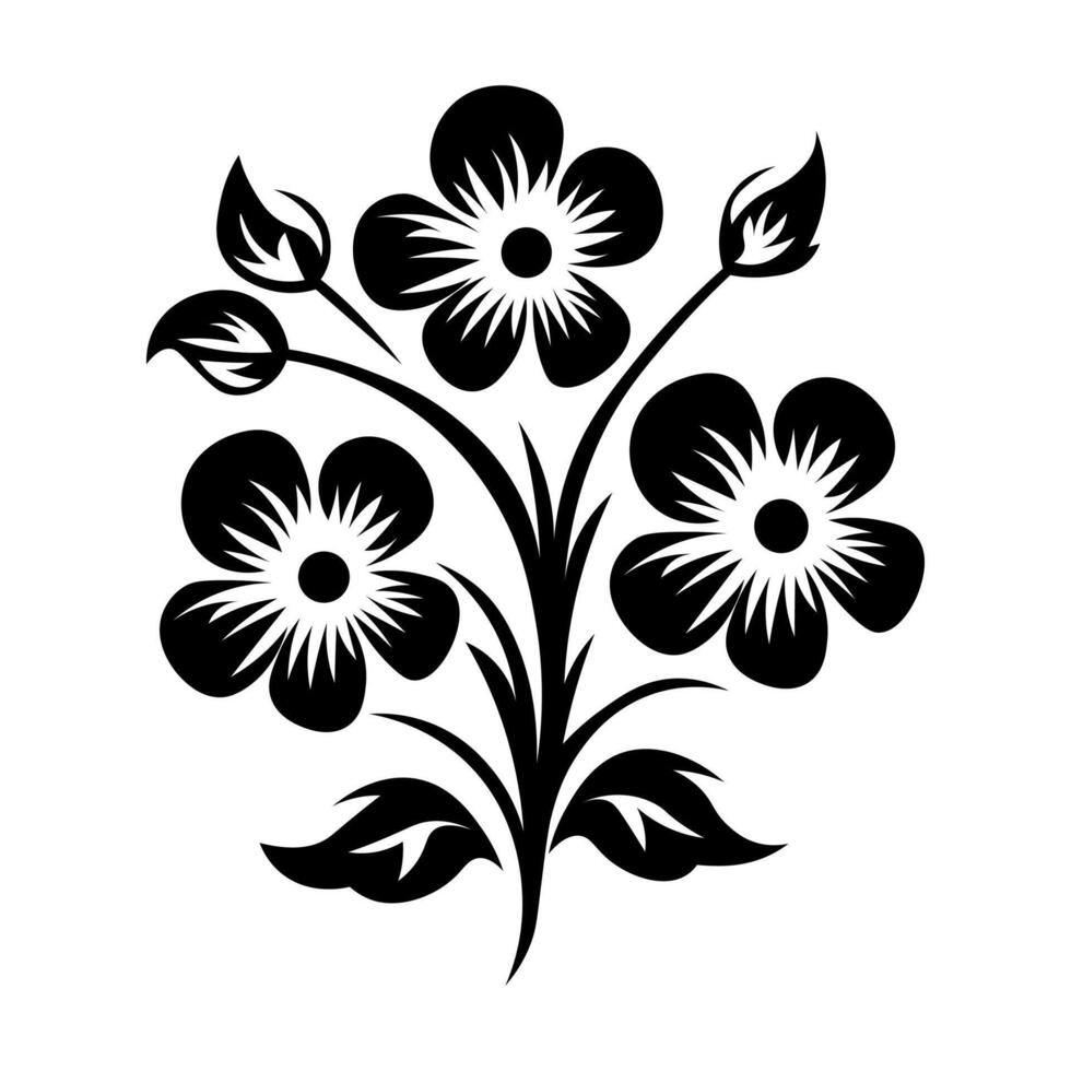 nero vettore fiore icona isolato su bianca sfondo
