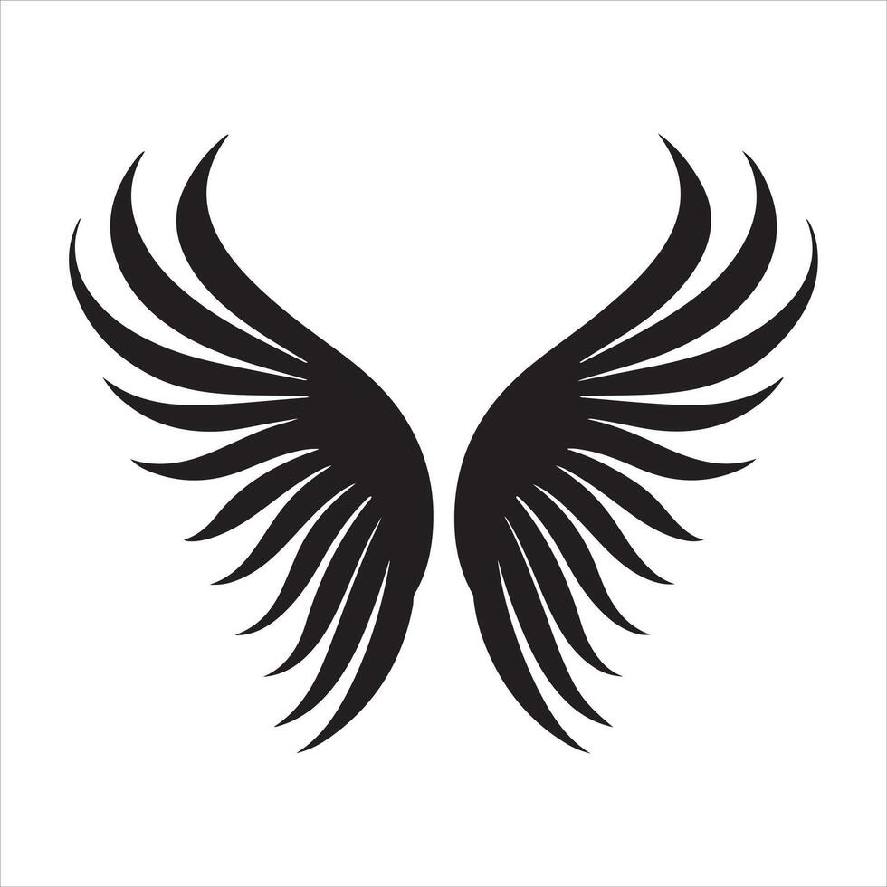 un' nero silhouette angelo o uccello ala impostato vettore