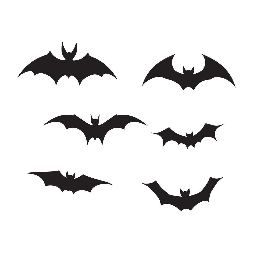 un' nero silhouette pipistrello impostato vettore