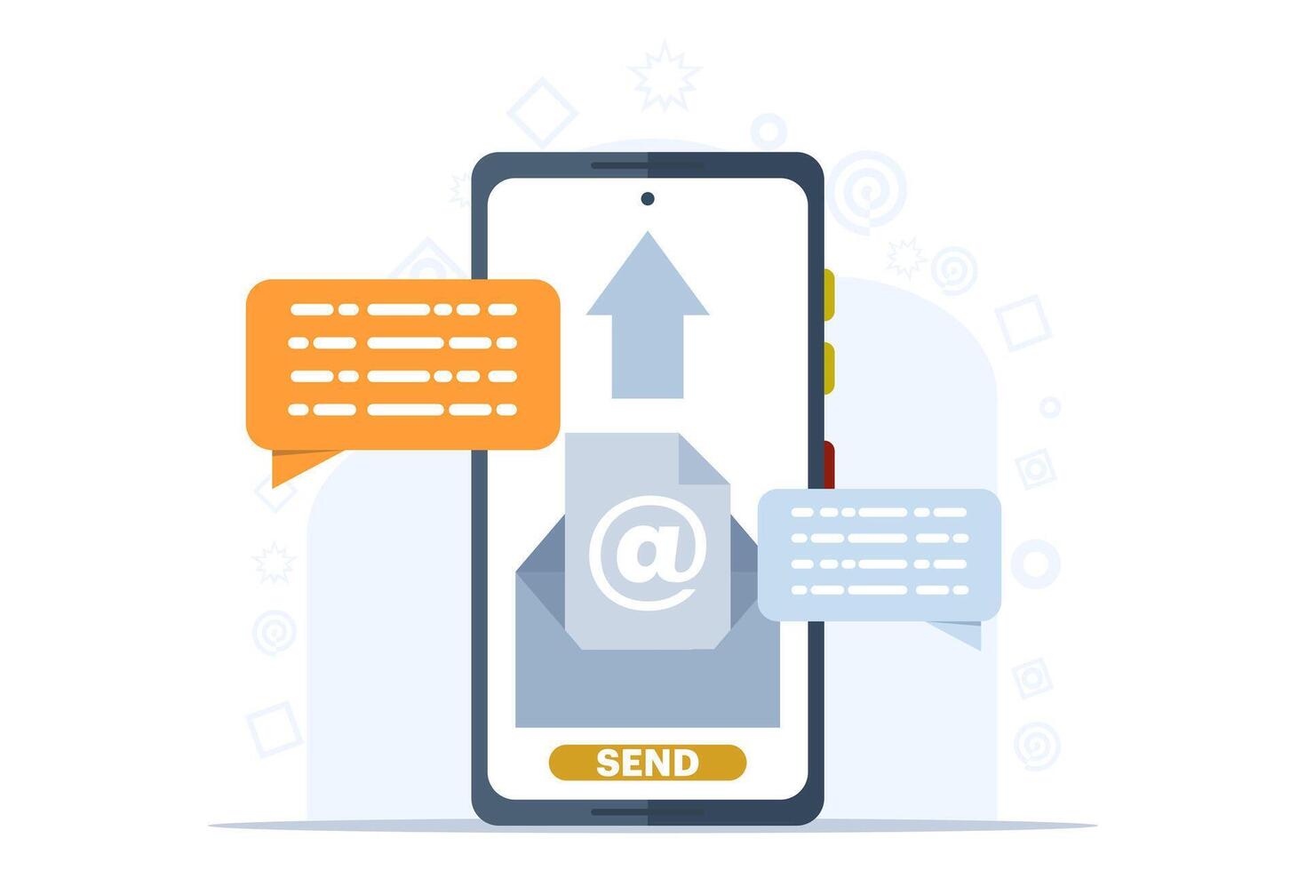 e-mail marketing concetto. pubblicità campagna. uso per attività commerciale annuale rapporto, volantino, marketing, volantino, pubblicità, opuscolo, moderno stile. piatto vettore illustrazione isolato su bianca sfondo.