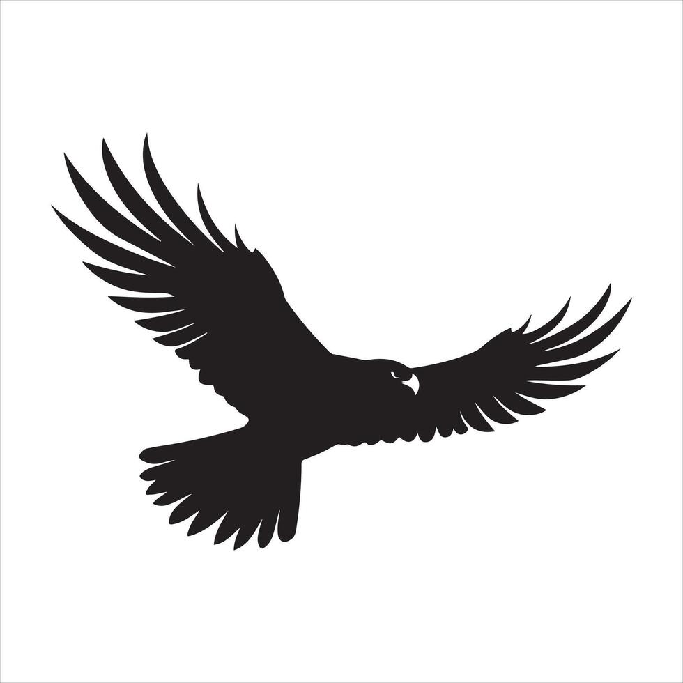 un' nero silhouette falco uccello impostato vettore