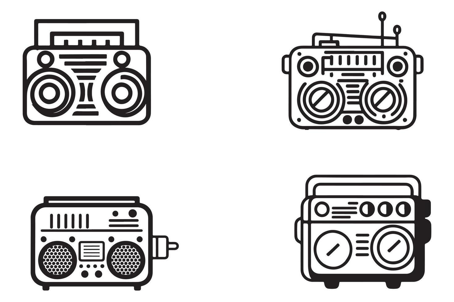 retrò elettrico Audio impostato schema vettore su bianca sfondo