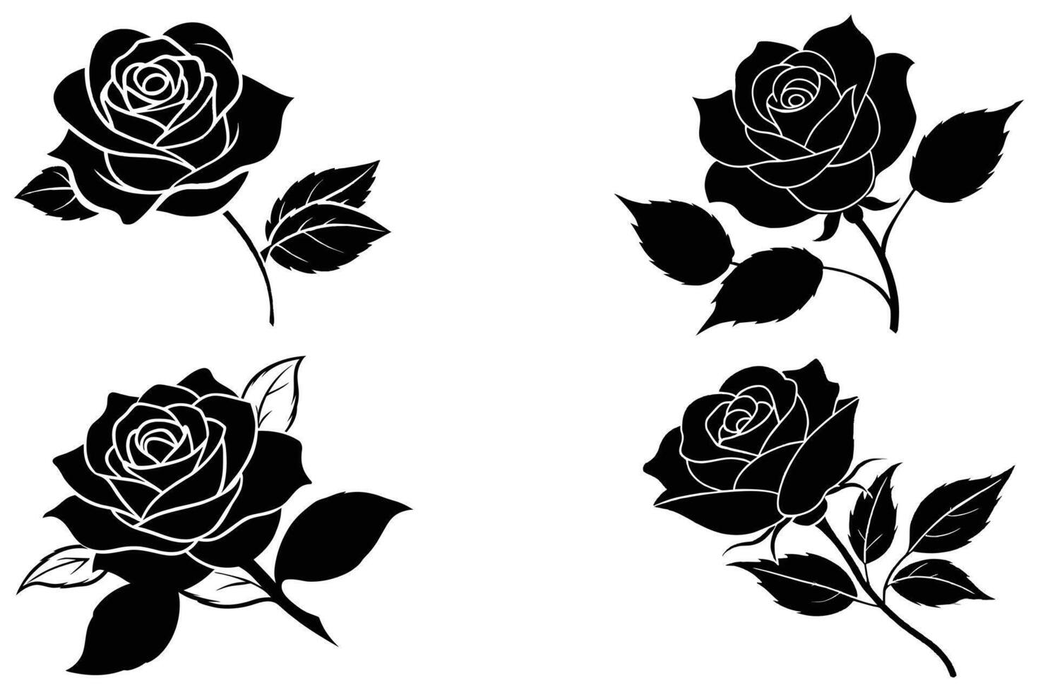 bellissimo nero rosa vettore su bianca sfondo